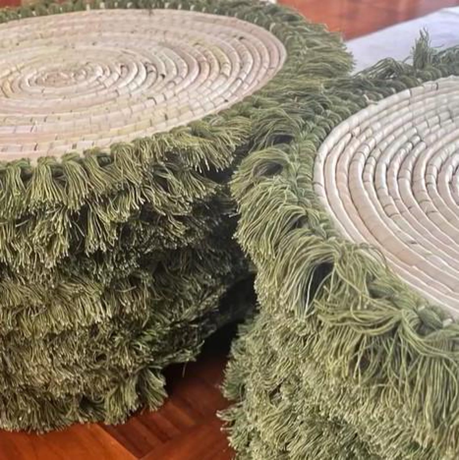 Mexican Reeds Mexican Handmade High Quality Reed and Organic Cotton Macrame Mats Set ...