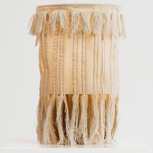 Camelia Wood and Fabric Table Lamp Made in Mexico. 7x13 or 10x16 Inches. Bedroom Table Desk Bedside Lamp. Pedal Loom Weaving Accent Lights