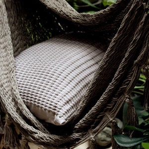 Columpio Handwoven Mexican Cotton Luxury Hammock Swing Chair with Pom Poms. Boutique Hotel. Mexican Made. Bedroom, Patio, Porch or Tree. image 4