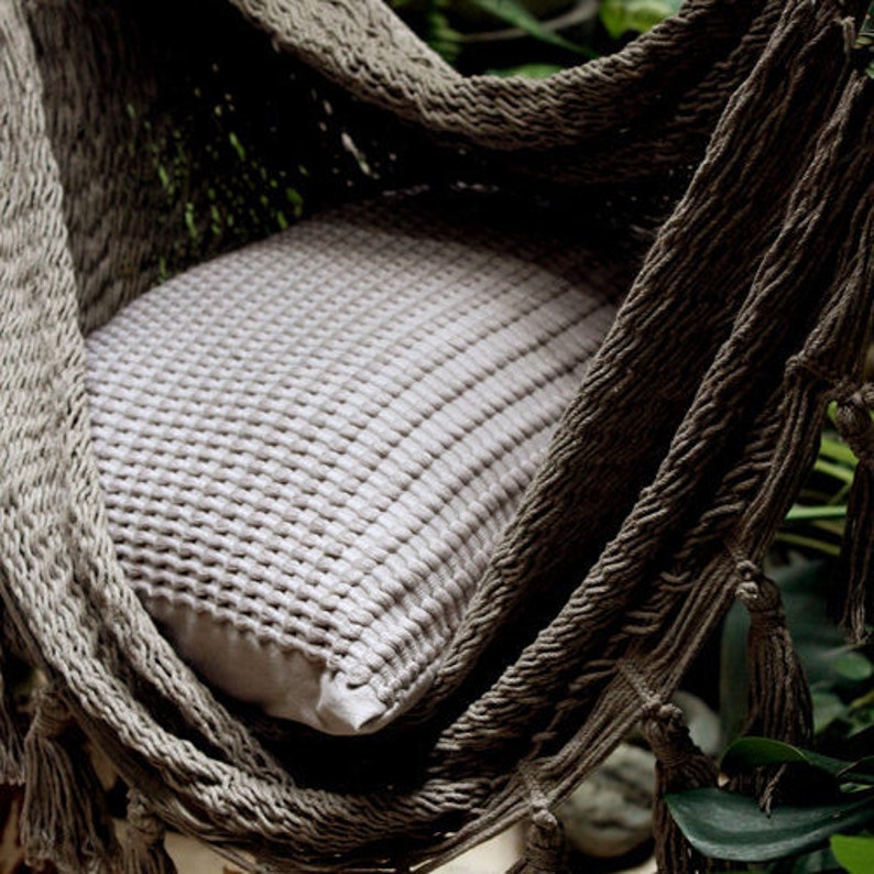 Columpio Handwoven Mexican Cotton Luxury Hammock Swing Chair with Pom Poms. Boutique Hotel. Mexican Made. Bedroom, Patio, Porch or Tree. image 4
