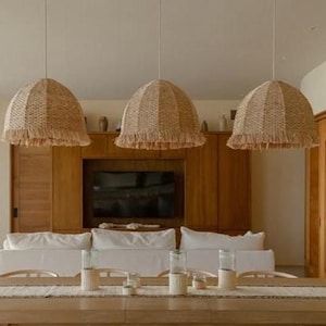 Tarasca Natural Reed Chuspata Authentic Mexican Handwoven Pendant Lamp 20x16 Inches. Woven Pendant Lamp. Lampshade. Handmade Ceiling Light.