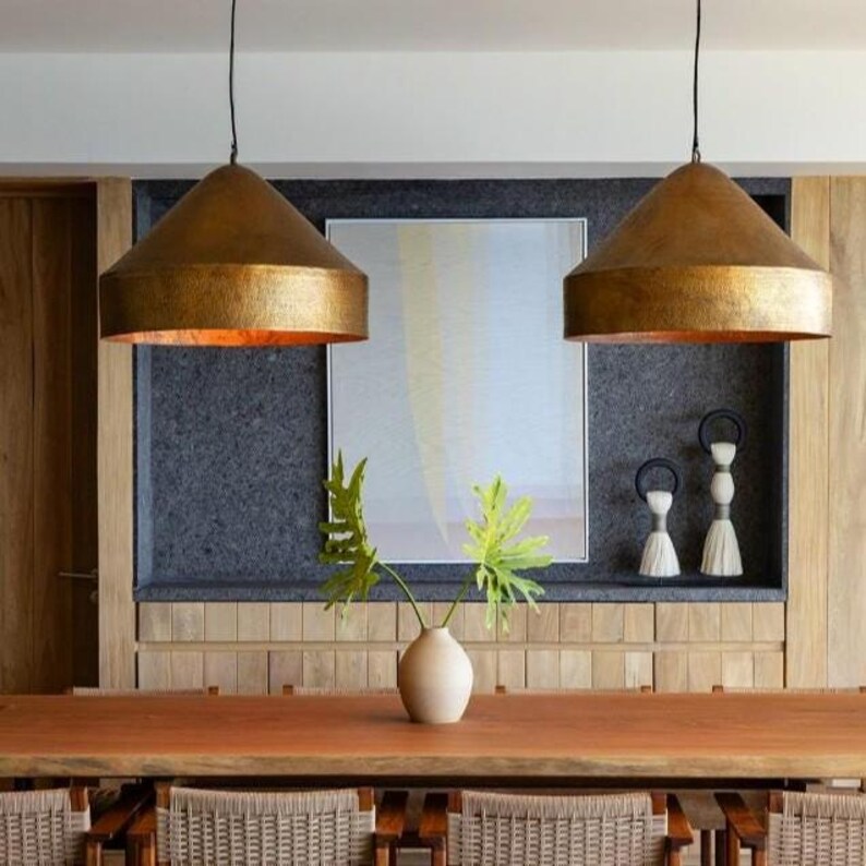 Ocampo Hammered Copper Pendant Light, Mexican Copper Ceiling Light, Handmade Hanging Lamp, Kitchen Island Lighting, Rustic Dome Light image 3