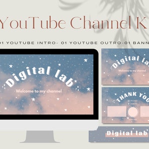 Custom Animated Youtube Intro, Youtube Outro, Youtube Banner, Template Canva Editable, Aesthetic, YouTube branding kit, Channel kit