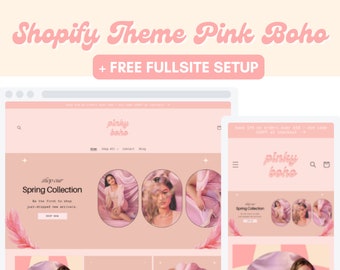Pink Boho Shopify Theme 2.0: E-Commerce Website Template
