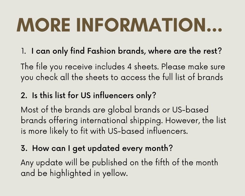 300 Instagram Influencer Brand Email List Brand Contact List Etsy