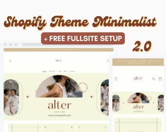 Shopify Theme Template 2.0, Beige Boho E-Commerce Website Design, Editable Canva Fashion Banner Set, Neutral Premade Clothing Boutique