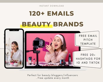 120+ Instagram Beauty Influencer Brand E-Mail-Liste, Markenkontaktliste für Fashion Lifestyle Beauty Blogger, UGC, Tiktoker, Personal Branding