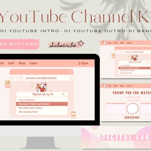 Editable Animated Youtube Intro Outro, Youtube Banner, Custom Template Canva, Anime Aesthetic Gaming branding kit, Channel Art Design