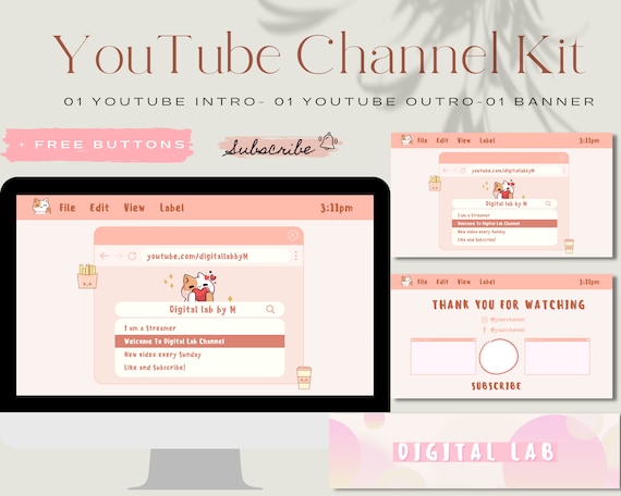 Editable Animated Youtube Intro Outro Youtube Banner Custom Template Canva Anime Aesthetic Gaming Branding Kit Channel Art Design Etsy Canada
