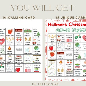 Hallmark Christmas Movie Bingo, Printable Christmas Bingo Cards, Xmas ...