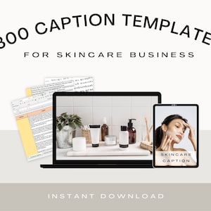 300 Skincare Business Instagram Captions, Product-Based Content Template, Spa Salon Copywriting, Esthetician Social Media, Caption Ideas
