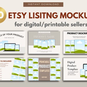 Etsy Listing Mockup, Canva Listing Template, Digital Product Mockup, Sell on Etsy, Planner Mockup, Canva Mockup Template, Etsy Mockup Bundle