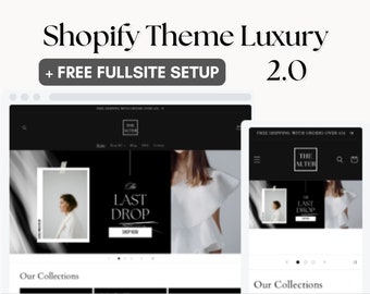 Luxury Black and White Shopify Theme 2.0 + Canva Banner Set