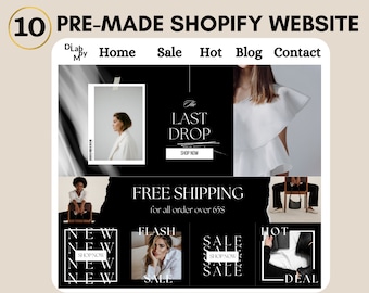 Black & White Shopify Banner Set: Editable Canva Template (Digital Download)