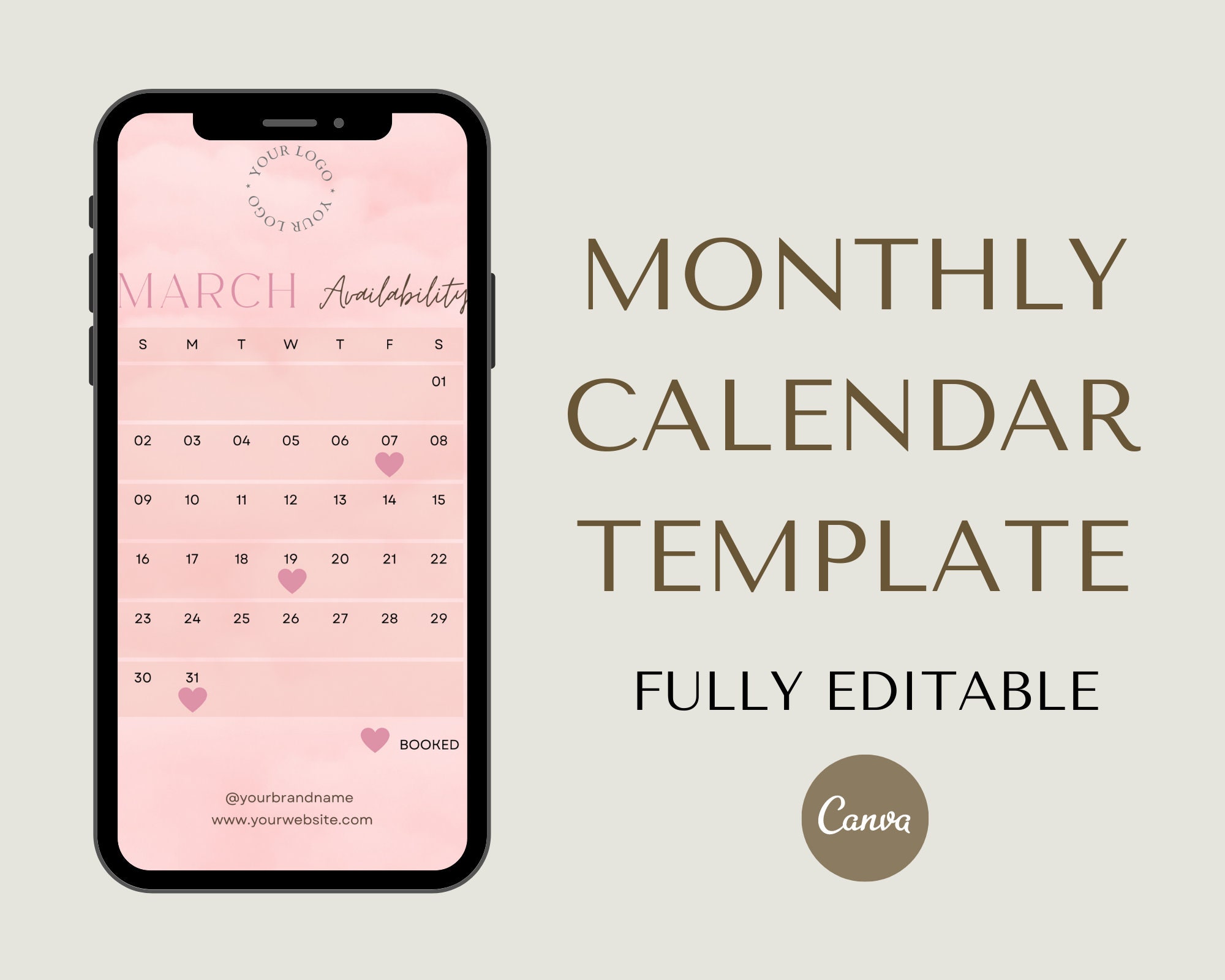 Instagram Story Monthly Calendar Template Appointment Etsy