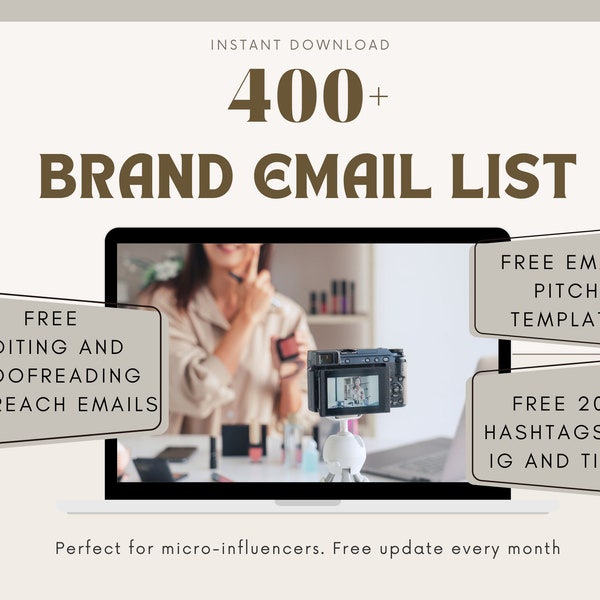 400+ Instagram Influencer Brand Email List, Brand Contact List For Fashion Lifestyle Beauty Blogger, UGC, Hot Tiktoker, Personal Branding