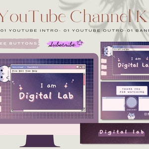 Custom Animated Youtube Intro, Youtube Outro, Youtube Banner, Template Canva Editable, Aesthetic, YouTube branding kit, Channel kit