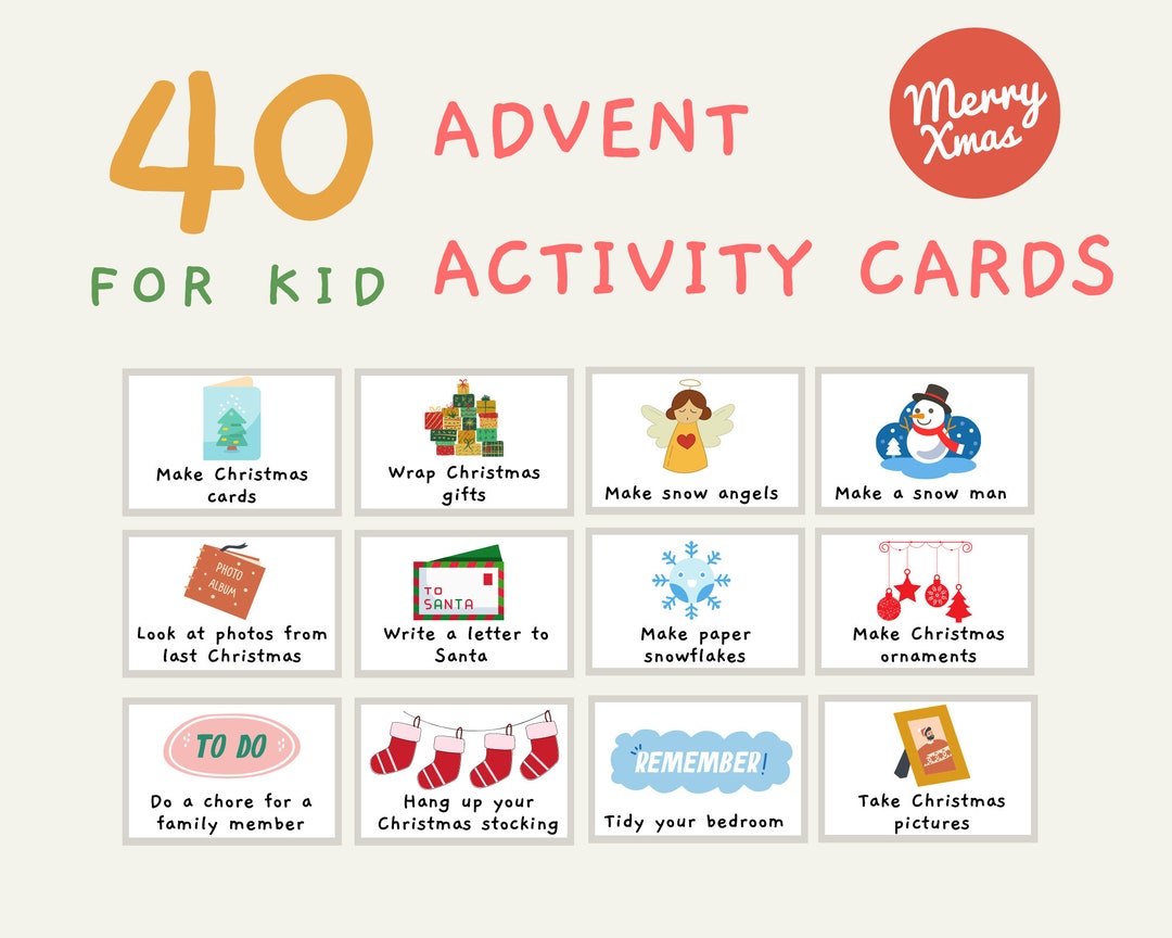 Christmas Advent Calendar Activity Cards, Family Holiday Activities ...