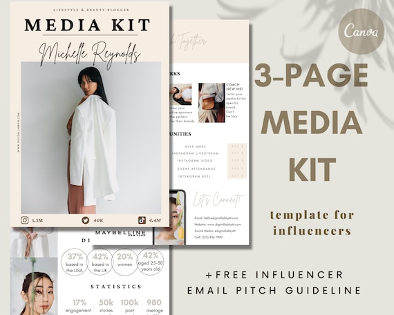 3 Page Media Kit Template, Canva Template, Instagram Media Kit