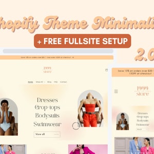 Shopify Theme Template 2.0, Minimal Elegant E-Commerce Website Design, Editable Canva Fashion Banner Set, Premade Clothing Boutique Template