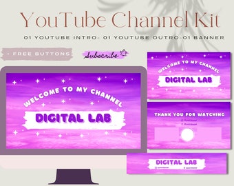 Animierter YouTube Kanal: Intro, Outro, Banner - Canva Template (Digitaler Download)