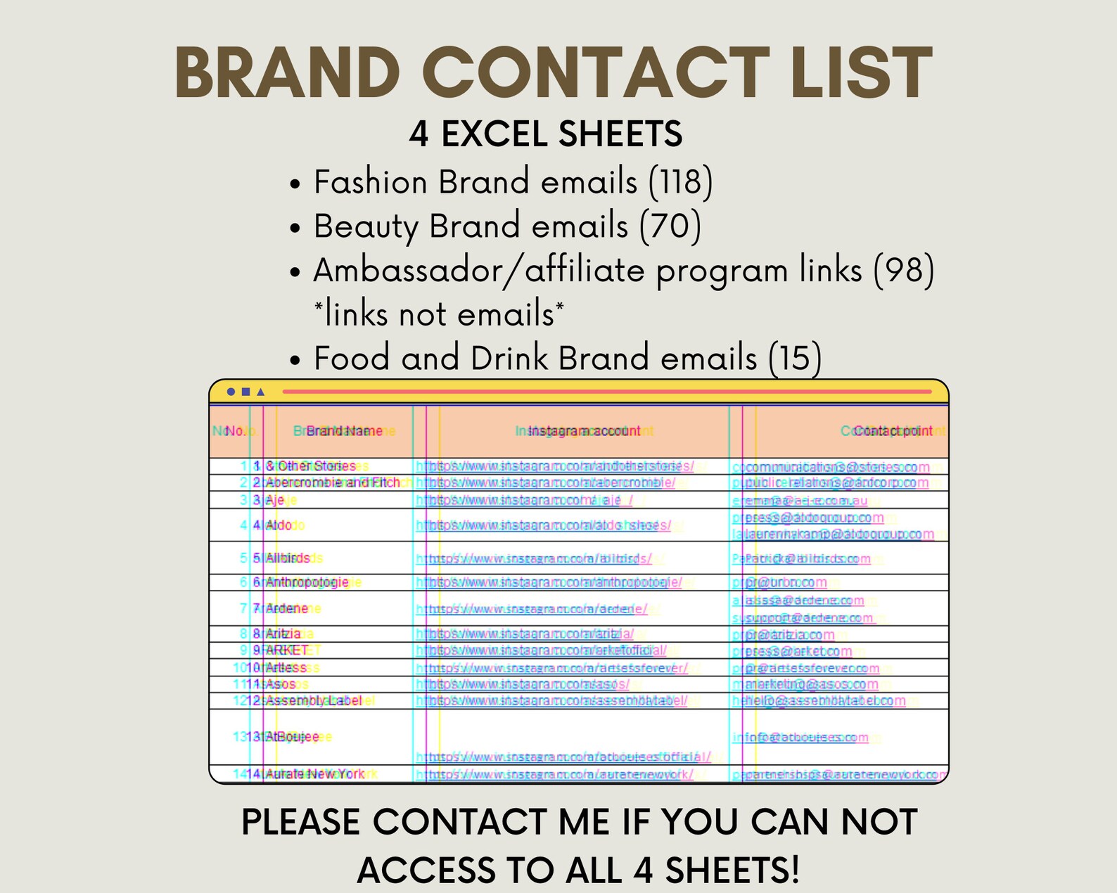 Influencer Starter Kit Brand Email List Media Kit Contact Etsy