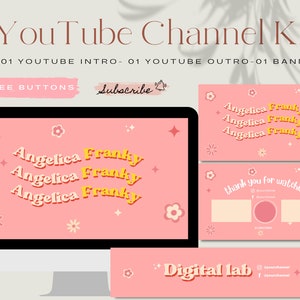 Aesthetic Custom Animated Youtube Intro, Youtube Outro, Youtube Banner, Template Canva Editable, Rainbow YouTube branding kit, Channel kit