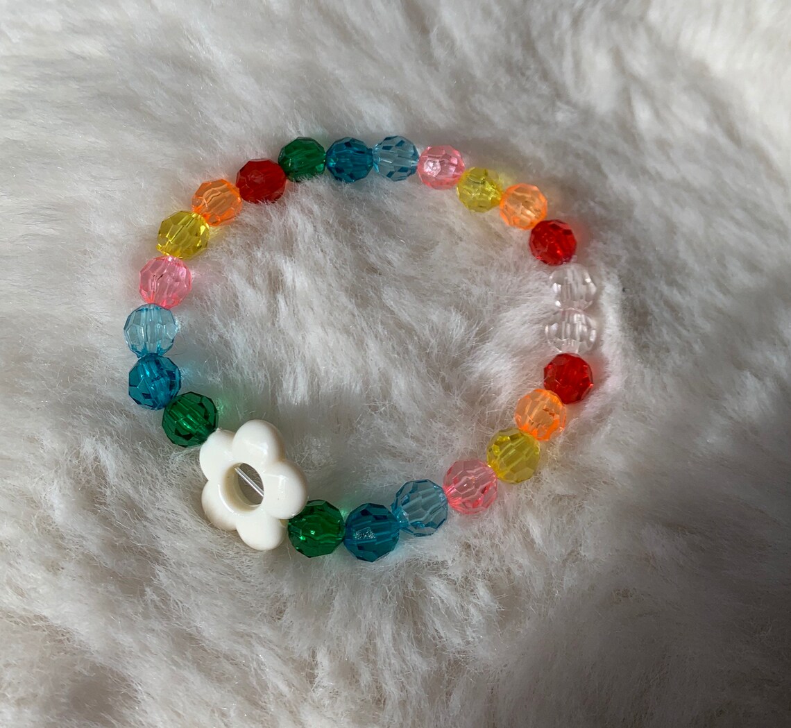 Rainbow y2k beaded bracelet Etsy