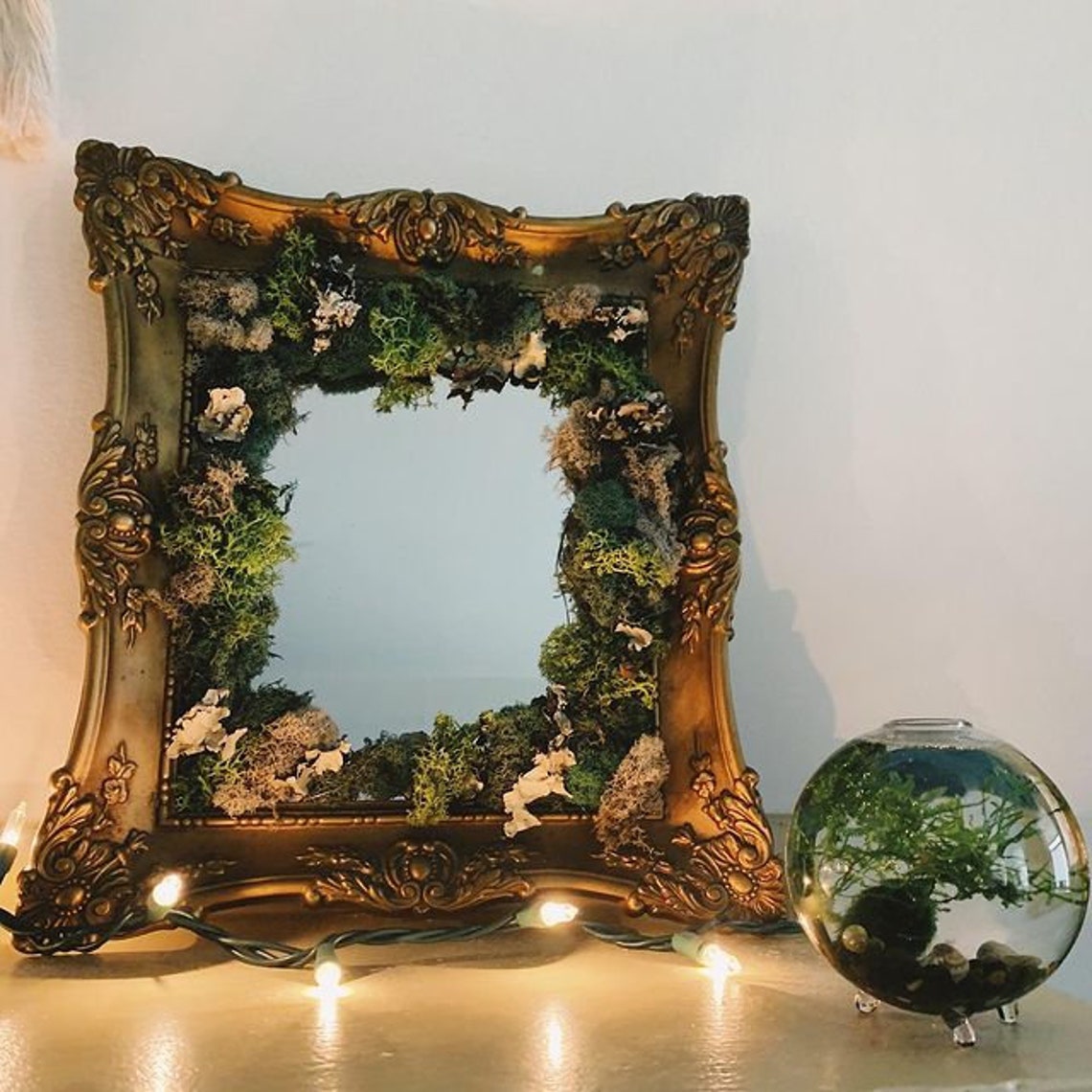 Reclaimed Vintage Moss Mirror Home Decor Etsy