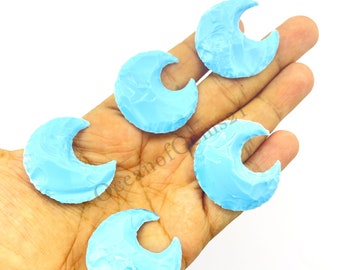 Manmade Arizona Turquoise Moon Shape Stone - Arizona Turquoise Moon Carving - Moon Shape Crystals - Jewelry Making Stone - Gemstone Cabochon