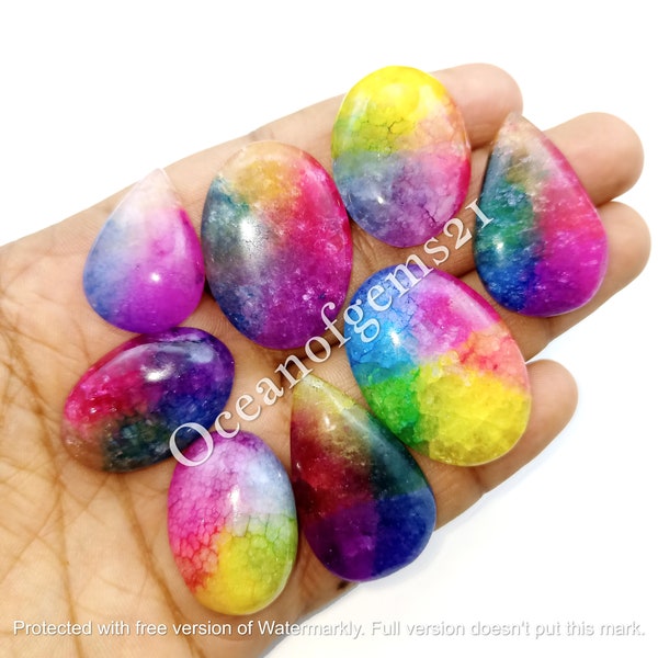 Natural Solar Quartz gemstone Cabochon - Dyed Stone - Rainbow Quartz Cabochon - Rainbow quartz - Multi Jewelry Making Stone, Loose Gemstone