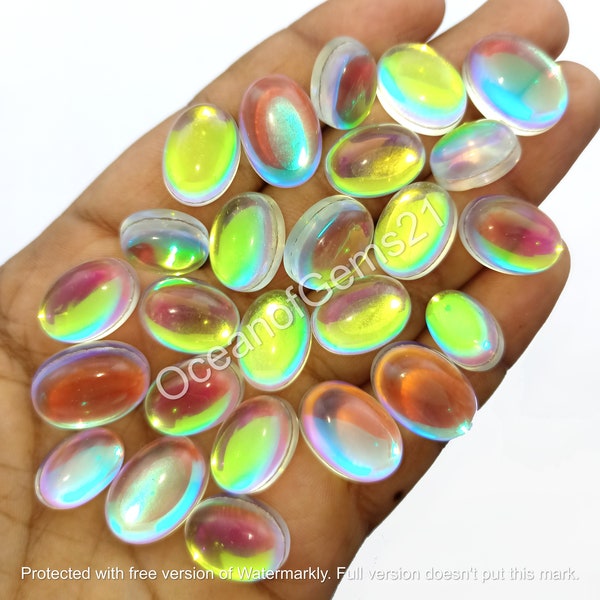 Top Grade Mystic Quartz Gemstone Cabochon - Manmade - AAA Mystic Quartz Mixed Assorted lot - Multi Jewelry Making Stone - Loose Gemstone