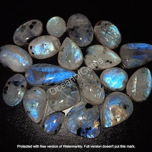 Natural Rainbow Moonstone with black tourmaline Gemstone Cabochon - Tourmaline Moonstone Cabochon - Jewelry making stone -  Loose Gemstone