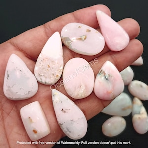 Natural Pink Opal Gemstone Cabochon - AAA Pink Opal Mixed Assorted lot - Pink Opal Cabochon lot, Multi Jewelry Making Stone - Loose Gemstone