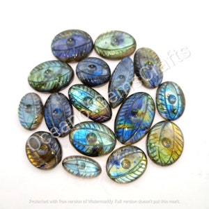 Natural Labradorite Eye Shaped Gemstone cabochon - 25 MM TO 35MM - AAA Labradorite Eyes Carvings - Stone for Making Jewelry, Loose Gemstone