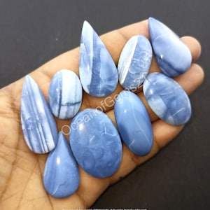 Natural Owyhee Blue Opal Cabochon Gemstone - Owyhee Blue Opal cabochon, Blue opal gemstone, Gemstone For Making Jewelry - Loose Gemstone lot image 1