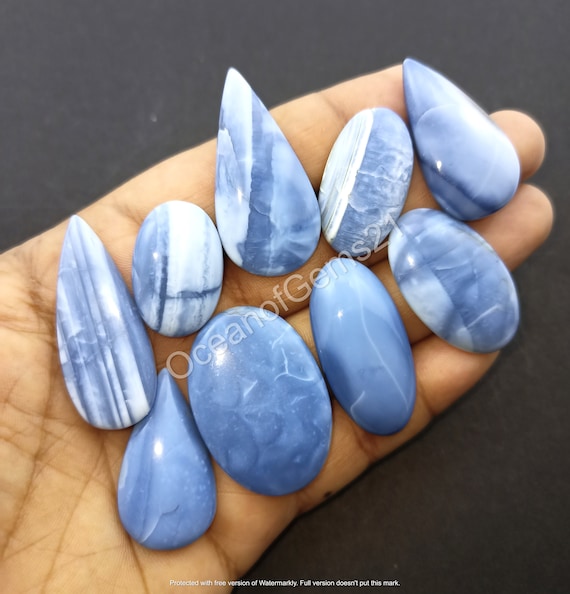 Natural Owyhee Blue Opal Cabochon Gemstone - Owyhee Blue Opal cabochon, Blue opal gemstone, Gemstone For Making Jewelry - Loose Gemstone lot