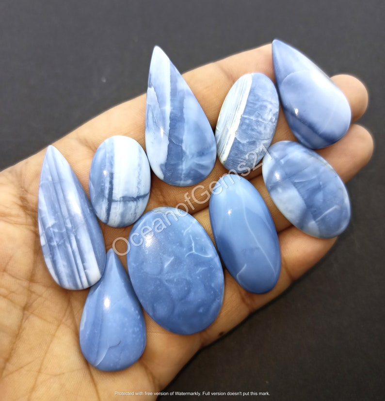 Natural Owyhee Blue Opal Cabochon Gemstone - Owyhee Blue Opal cabochon, Blue opal gemstone, Gemstone For Making Jewelry - Loose Gemstone lot image 1