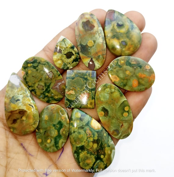 Natural Rhyolite Gemstone Cabochon - Green Rhyolite Mixed Assorted lot - Rhyolite Cabochon lot - Multi Jewelry Making Stone - Loose Gemstone