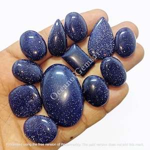 Blue Sandstone Gemstone Cabochon - Blue Goldstone Man-made Sand Stone - Sandstone Jewelry - Multi Jewelry Making Stone, Loose Gemstone Lot