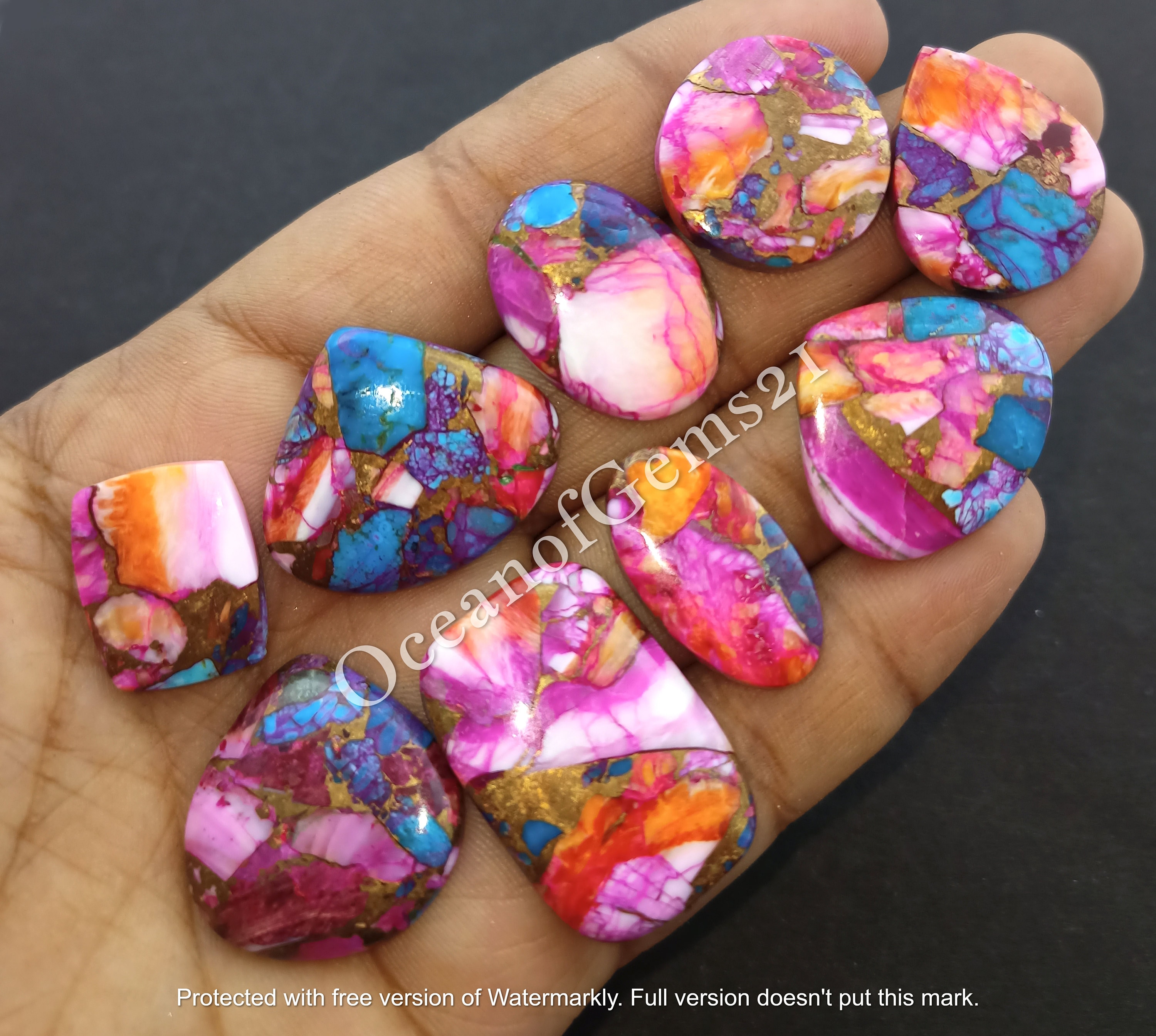 Buy Pink Copper Mohave Turquoise Gemstone Cabochon - Copper Mohave