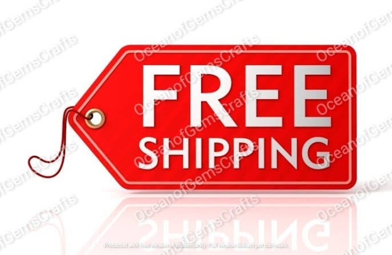 May include: A red tag with white text that reads "FREE SHIPPING". The tag has a string attached to it.