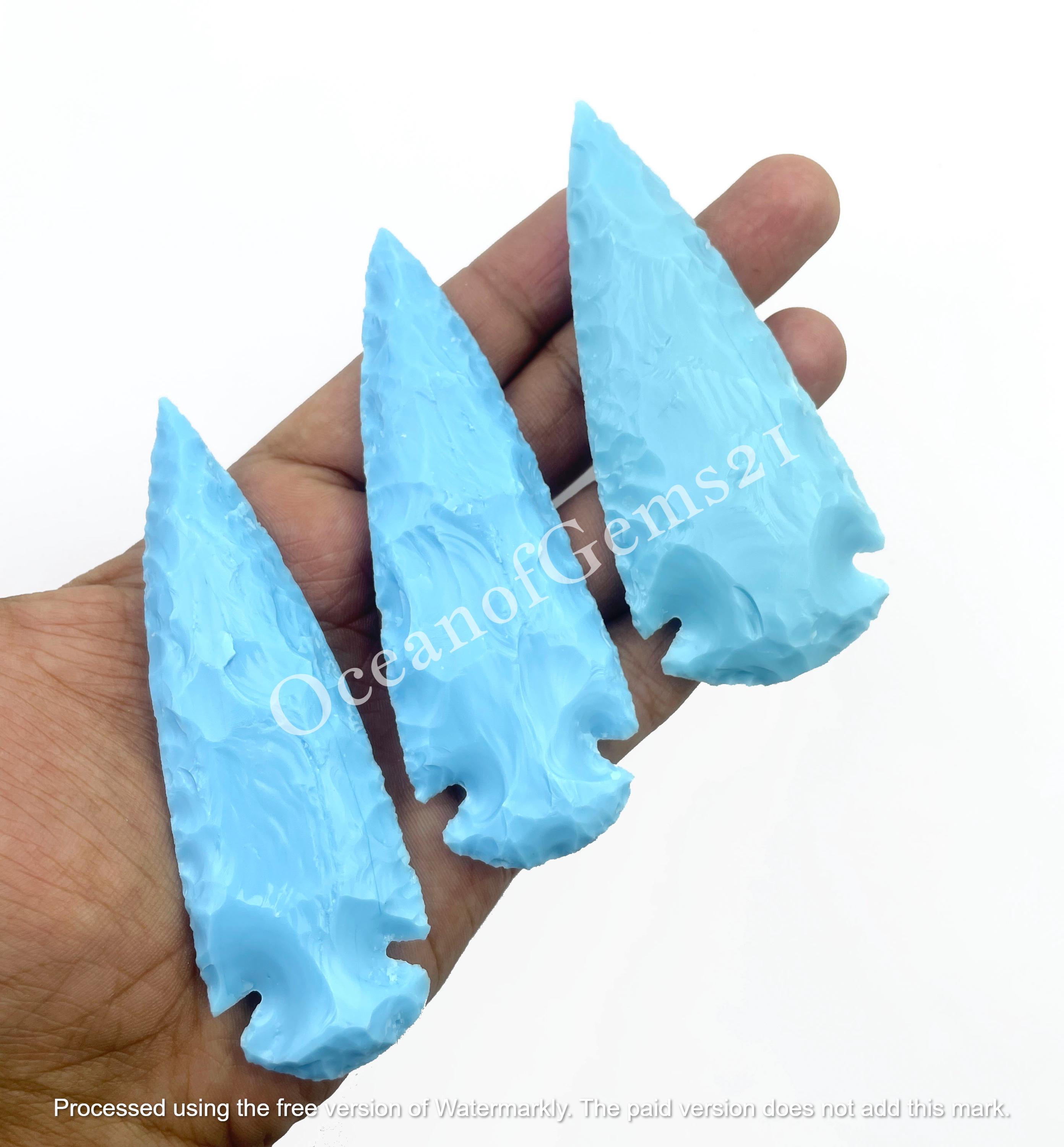 3-4 Inch Manmade Arizona Turquoise Arrowhead, Turquoise Arrowhead / Aero Head Crystals, Gemstone Arrow Head / Opalite Spear Heads, Spearhead