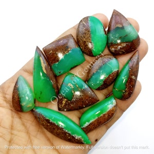 Natural Bio Chrysoprase Gemstone Cabochon, Boulder Chrysoprase lot, Green Chrysoprase gemstone, Multi Jewelry Making Stone - Loose Gemstone