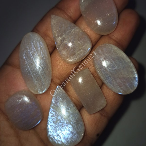 Natural Bolemorite Moonstone Gemstone Cabochon - AAA Quality African Moonstone Mixed lot - Multi Jewelry Making Stone - Loose Gemstone