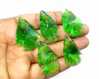 Peridot Arrowhead, Peridot Man-made Stone - Peridot Arrowhead / Aero Head Crystals, Gemstone Arrow Head / Opalite Spear Heads - Spear arrow