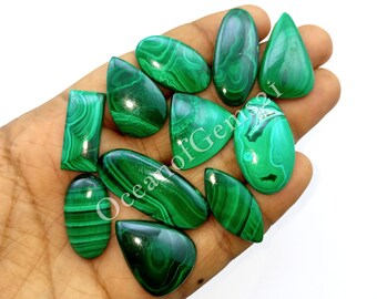 Natural Malachite Cabochon Gemstones - Malachite - Green Malachite Stone - For Multi Jewelry Making Stone - Malachite Loose Gemstone lot