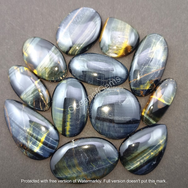 Natural Blue Tiger Eye Gemstone Cabochon - AAA Hawk Eye Mixed Assorted lot - Black Tiger Eye - Multi Jewelry Making Stone - Loose Gemstone