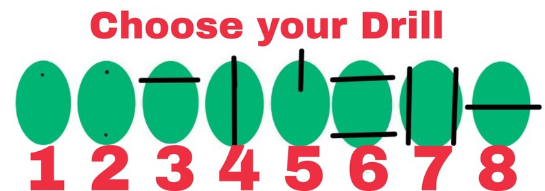 Puede incluir: Elige tu broca: ocho c&iacute;rculos verdes con diferentes l&iacute;neas negras en su interior, numerados del 1 al 8 en rojo.