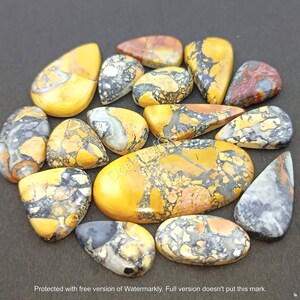 Puede incluir: Una colecci&oacute;n de 14 cabujones de piedras preciosas amarillas, marrones y negras. Los cabujones tienen forma de l&aacute;grima y ovalada y presentan un patr&oacute;n moteado.